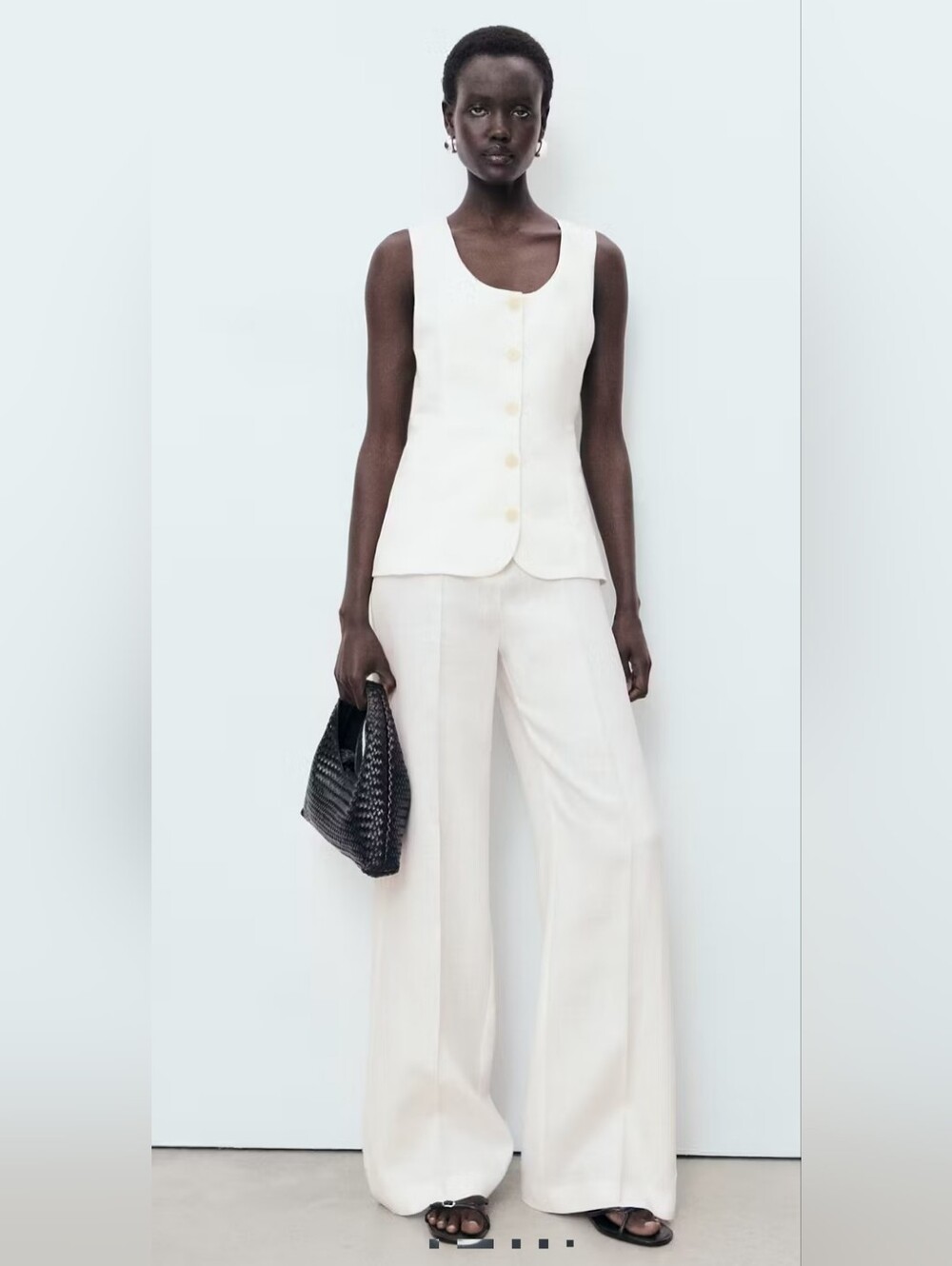 Mango Sleeveless Linen White Wide-Leg Jumpsuit Size XL NEW